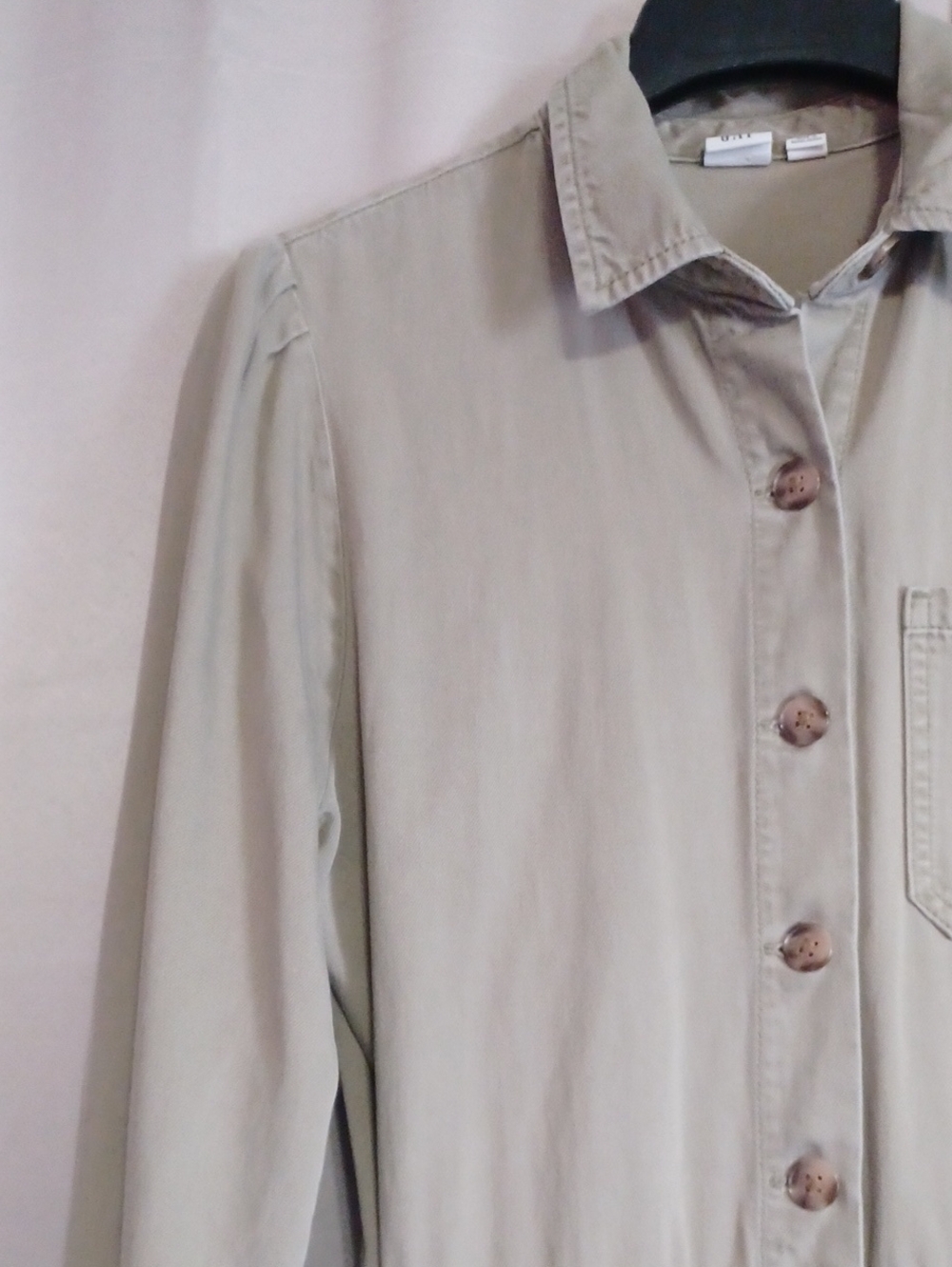 Gap Women's Puff Sleeve Utility Jumpsuit Coveralls Sage Tan Size 6 Soft Twill - Picture 4 of 15